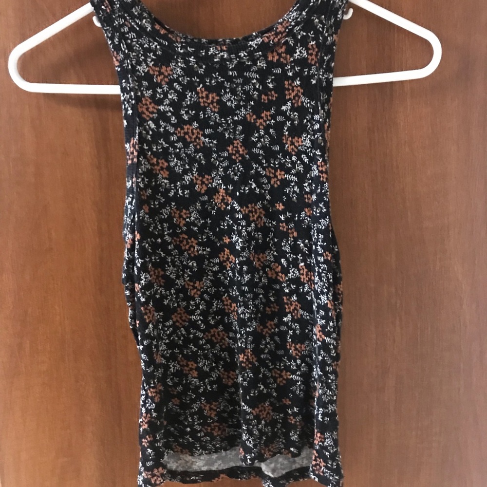 Ribbed racerback floral tank
